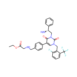 CCOC(=O)CNCc1ccc(-c2cn(Cc3c(F)cccc3C(F)(F)F)c(=O)n(C[C@H](N)c3ccccc3)c2=O)cc1 ZINC000042804663