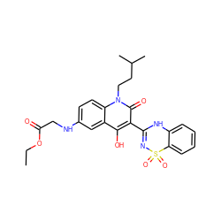 CCOC(=O)CNc1ccc2c(c1)c(O)c(C1=NS(=O)(=O)c3ccccc3N1)c(=O)n2CCC(C)C ZINC000101037662