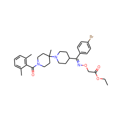 CCOC(=O)CO/N=C(\c1ccc(Br)cc1)C1CCN(C2(C)CCN(C(=O)c3c(C)cccc3C)CC2)CC1 ZINC000026845922