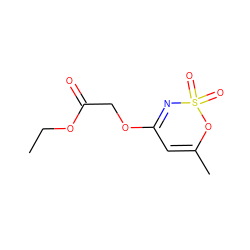 CCOC(=O)COC1=NS(=O)(=O)OC(C)=C1 ZINC000299827669