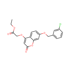 CCOC(=O)COc1cc(=O)oc2cc(OCc3cccc(Cl)c3)ccc12 ZINC000103243520