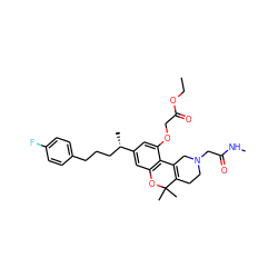 CCOC(=O)COc1cc([C@@H](C)CCCc2ccc(F)cc2)cc2c1C1=C(CCN(CC(=O)NC)C1)C(C)(C)O2 ZINC000026172860