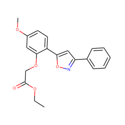 CCOC(=O)COc1cc(OC)ccc1-c1cc(-c2ccccc2)no1 ZINC000071296167