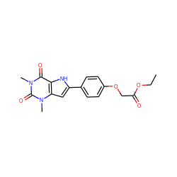 CCOC(=O)COc1ccc(-c2cc3c([nH]2)c(=O)n(C)c(=O)n3C)cc1 ZINC000013678984