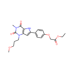 CCOC(=O)COc1ccc(-c2cc3c([nH]2)c(=O)n(C)c(=O)n3CCCOC)cc1 ZINC000013678986