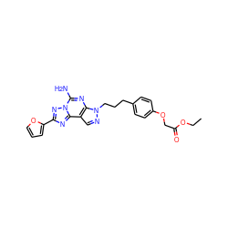 CCOC(=O)COc1ccc(CCCn2ncc3c2nc(N)n2nc(-c4ccco4)nc32)cc1 ZINC000045287753