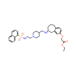 CCOC(=O)COc1ccc2c(c1)C[C@H](NCC1CCN(CCNS(=O)(=O)c3cccc4ccccc34)CC1)CCC2 ZINC000027863817