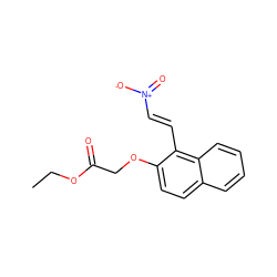 CCOC(=O)COc1ccc2ccccc2c1/C=C/[N+](=O)[O-] ZINC000000051047