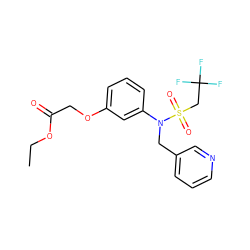 CCOC(=O)COc1cccc(N(Cc2cccnc2)S(=O)(=O)CC(F)(F)F)c1 ZINC000026848987