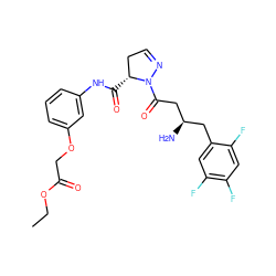 CCOC(=O)COc1cccc(NC(=O)[C@@H]2CC=NN2C(=O)C[C@H](N)Cc2cc(F)c(F)cc2F)c1 ZINC000040897829