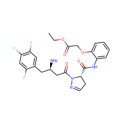 CCOC(=O)COc1ccccc1NC(=O)[C@@H]1CC=NN1C(=O)C[C@H](N)Cc1cc(F)c(F)cc1F ZINC000040409088