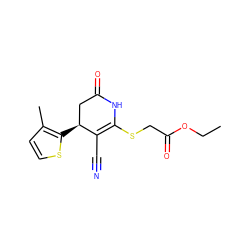 CCOC(=O)CSC1=C(C#N)[C@@H](c2sccc2C)CC(=O)N1 ZINC000000178137