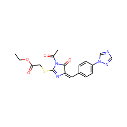 CCOC(=O)CSC1=N/C(=C/c2ccc(-n3cncn3)cc2)C(=O)N1C(C)=O ZINC000004051254