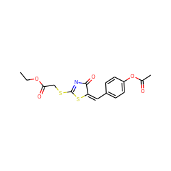 CCOC(=O)CSC1=NC(=O)/C(=C\c2ccc(OC(C)=O)cc2)S1 ZINC000012859909