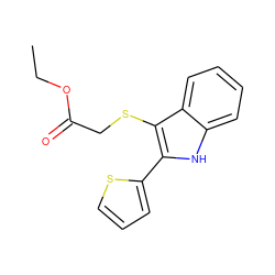 CCOC(=O)CSc1c(-c2cccs2)[nH]c2ccccc12 ZINC000000036652