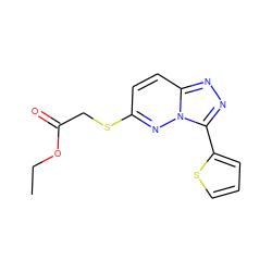 CCOC(=O)CSc1ccc2nnc(-c3cccs3)n2n1 ZINC000004326814