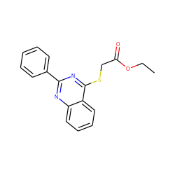 CCOC(=O)CSc1nc(-c2ccccc2)nc2ccccc12 ZINC000000421602