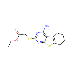 CCOC(=O)CSc1nc(N)c2c3c(sc2n1)CCCC3 ZINC000000496249