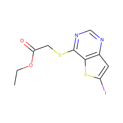 CCOC(=O)CSc1ncnc2cc(I)sc12 ZINC000072123508