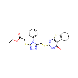 CCOC(=O)CSc1nnc(CSc2nc3sc4c(c3c(=O)[nH]2)CCCC4)n1-c1ccccc1 ZINC000008665990