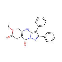 CCOC(=O)Cc1c(C)[nH]c2c(-c3ccccc3)c(-c3ccccc3)nn2c1=O ZINC000101517759