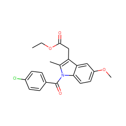 CCOC(=O)Cc1c(C)n(C(=O)c2ccc(Cl)cc2)c2ccc(OC)cc12 ZINC000002018447