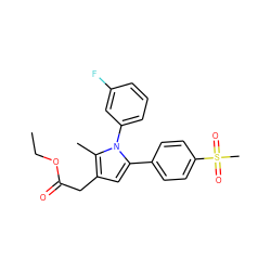 CCOC(=O)Cc1cc(-c2ccc(S(C)(=O)=O)cc2)n(-c2cccc(F)c2)c1C ZINC000028862694