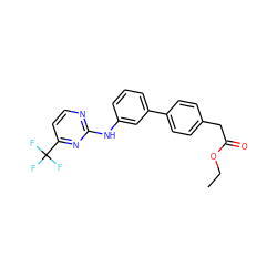 CCOC(=O)Cc1ccc(-c2cccc(Nc3nccc(C(F)(F)F)n3)c2)cc1 ZINC001772645009