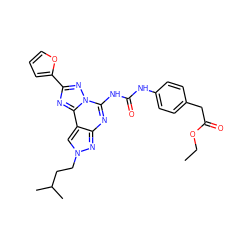 CCOC(=O)Cc1ccc(NC(=O)Nc2nc3nn(CCC(C)C)cc3c3nc(-c4ccco4)nn23)cc1 ZINC000013607049