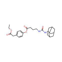 CCOC(=O)Cc1ccc(OC(=O)CCCNC(=O)NC23CC4CC(CC(C4)C2)C3)cc1 ZINC000013560479