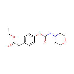 CCOC(=O)Cc1ccc(OC(=O)NN2CCOCC2)cc1 ZINC000029465422