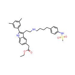 CCOC(=O)Cc1ccc2[nH]c(-c3cc(C)cc(C)c3)c(CCNCCCCc3ccc(NS(C)(=O)=O)cc3)c2c1 ZINC000003952524