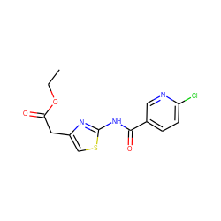 CCOC(=O)Cc1csc(NC(=O)c2ccc(Cl)nc2)n1 ZINC000003349509