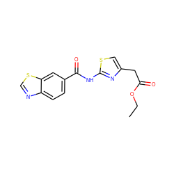 CCOC(=O)Cc1csc(NC(=O)c2ccc3ncsc3c2)n1 ZINC000004088398