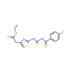 CCOC(=O)Cc1csc(NC(=S)NC(=O)c2ccc(Cl)cc2)n1 ZINC000001151974