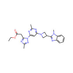 CCOC(=O)Cc1nc(C)nn1-c1cc(N2CC(c3nc4ccccc4n3C)C2)nc(C)n1 ZINC000143103525