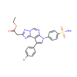 CCOC(=O)Cc1nc2c3c(-c4ccc(Br)cc4)cn(-c4ccc(S(N)(=O)=O)cc4)c3ncn2n1 ZINC000169330466