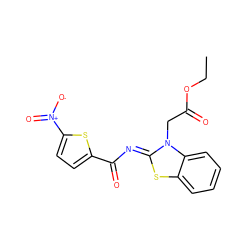 CCOC(=O)Cn1/c(=N/C(=O)c2ccc([N+](=O)[O-])s2)sc2ccccc21 ZINC000013133331