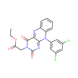 CCOC(=O)Cn1c(=O)nc2n(-c3cc(Cl)cc(Cl)c3)c3ccccc3nc-2c1=O ZINC000013755543