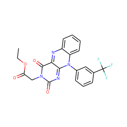 CCOC(=O)Cn1c(=O)nc2n(-c3cccc(C(F)(F)F)c3)c3ccccc3nc-2c1=O ZINC000013755544