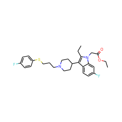 CCOC(=O)Cn1c(CC)c(C2CCN(CCCSc3ccc(F)cc3)CC2)c2ccc(F)cc21 ZINC000115228567