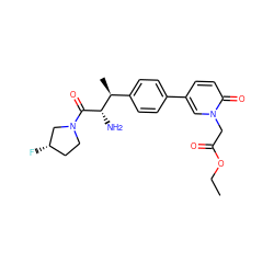 CCOC(=O)Cn1cc(-c2ccc([C@H](C)[C@H](N)C(=O)N3CC[C@H](F)C3)cc2)ccc1=O ZINC000014947697