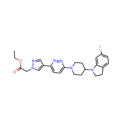 CCOC(=O)Cn1cc(-c2ccc(N3CCC(N4CCc5ccc(F)cc54)CC3)nn2)cn1 ZINC000225115952