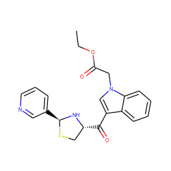 CCOC(=O)Cn1cc(C(=O)[C@@H]2CS[C@@H](c3cccnc3)N2)c2ccccc21 ZINC000013737490