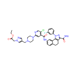 CCOC(=O)Cn1cc(CN2CCN(c3cc(C(=O)Nc4ccc5c(c4)-c4c(c(C(N)=O)nn4-c4cccc(F)c4)CC5)c(Cl)cn3)CC2)cn1 ZINC000072122197