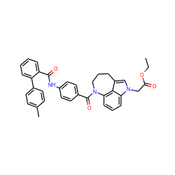 CCOC(=O)Cn1cc2c3c(cccc31)N(C(=O)c1ccc(NC(=O)c3ccccc3-c3ccc(C)cc3)cc1)CCC2 ZINC000027849632