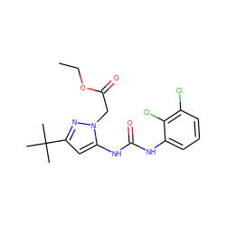 CCOC(=O)Cn1nc(C(C)(C)C)cc1NC(=O)Nc1cccc(Cl)c1Cl ZINC000003833987