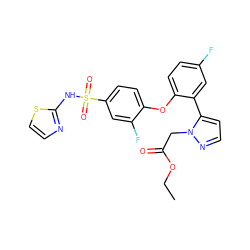 CCOC(=O)Cn1nccc1-c1cc(F)ccc1Oc1ccc(S(=O)(=O)Nc2nccs2)cc1F ZINC000095585838