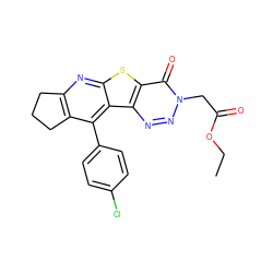 CCOC(=O)Cn1nnc2c(sc3nc4c(c(-c5ccc(Cl)cc5)c32)CCC4)c1=O ZINC000000642975