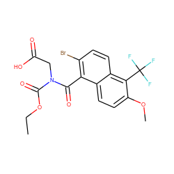 CCOC(=O)N(CC(=O)O)C(=O)c1c(Br)ccc2c(C(F)(F)F)c(OC)ccc12 ZINC000013823619